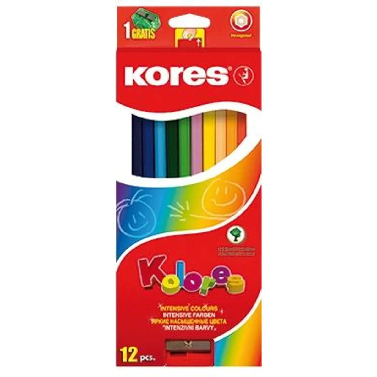 Цветни моливи KORES Kolores, шестоъгълни 12 цвята