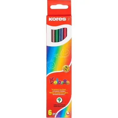 Корица на „Цветни моливи KORES Kolores, шестоъгълни, 6 цвята“
