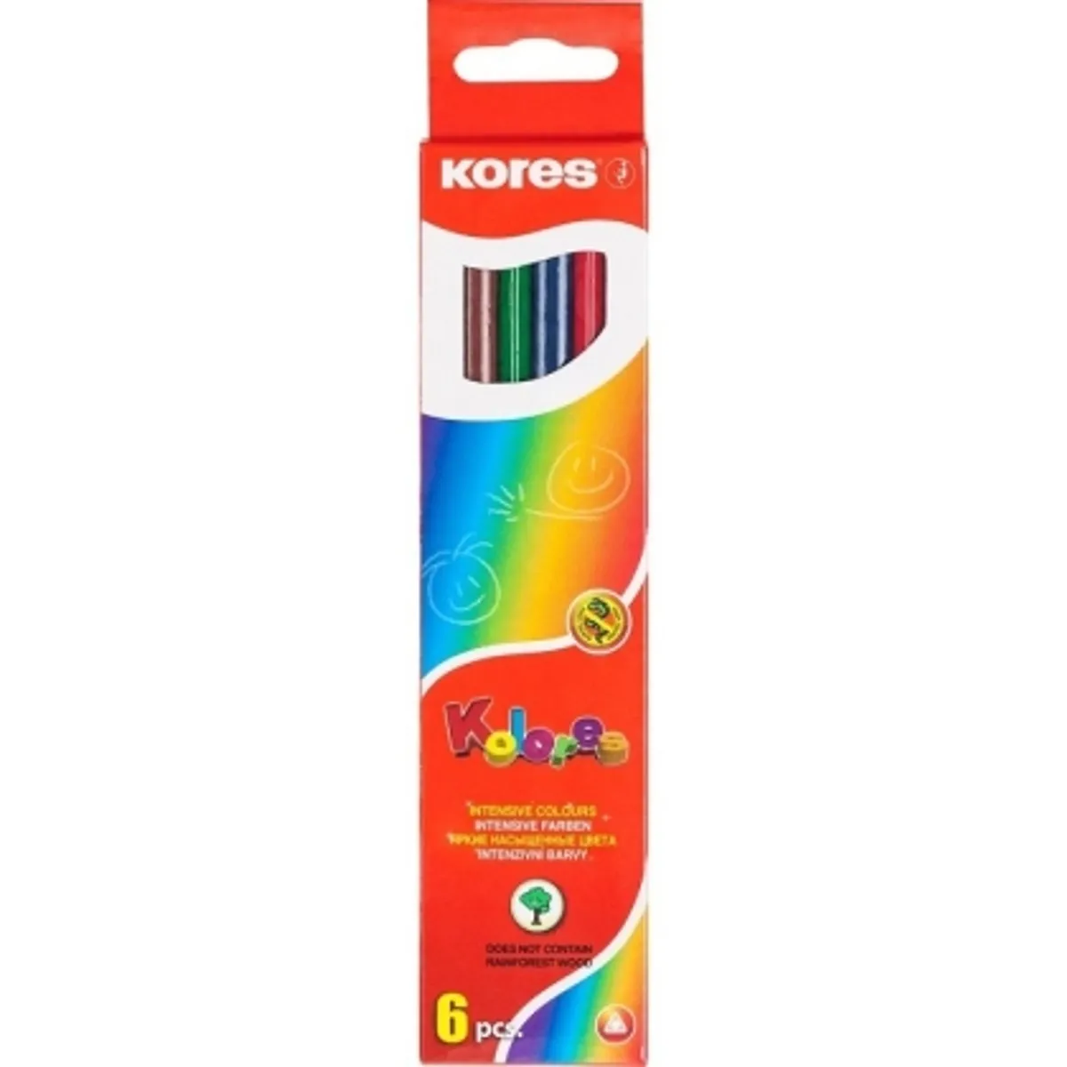 Цветни моливи KORES Kolores, шестоъгълни, 6 цвята