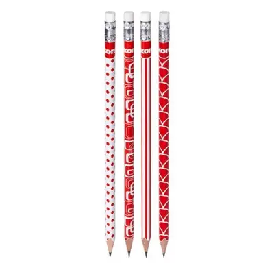 Корица на „Графитен молив KORES RED&WHITE - НВ с гума“