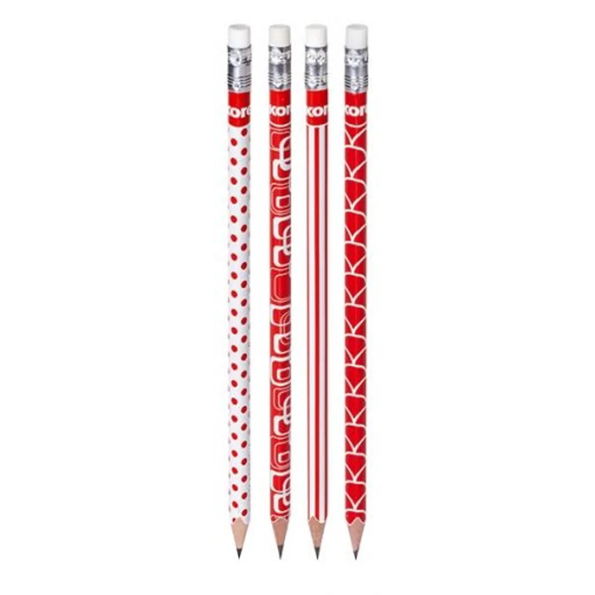 Графитен молив KORES RED&WHITE - НВ с гума