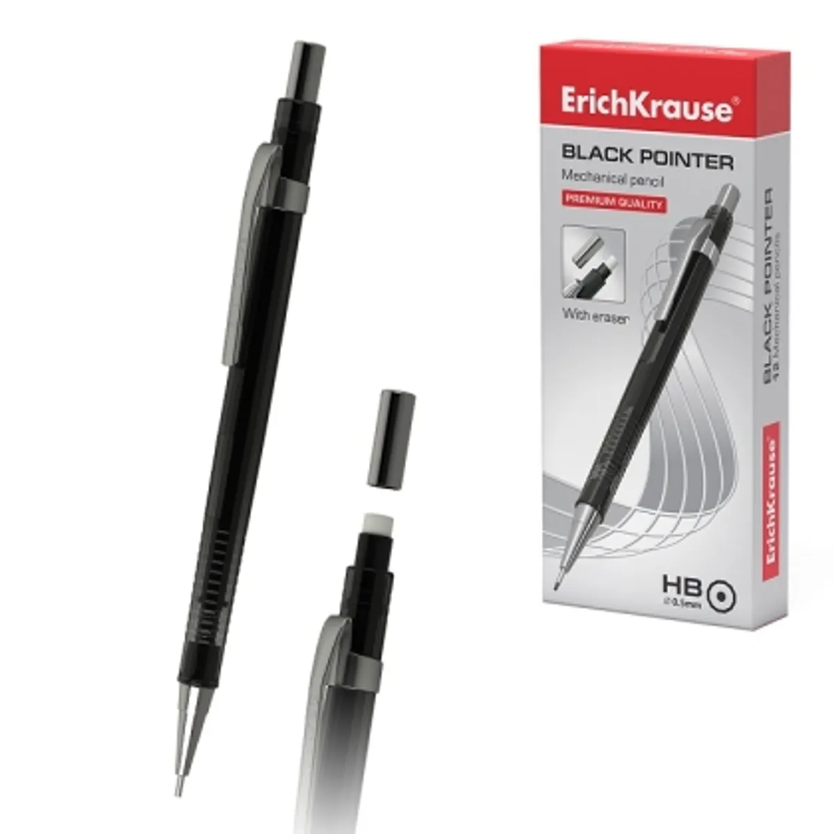 Автоматичен молив ErichKrause® Black Pointer 0.5 mm, HB /в кутия 12 бр./ — снимка 1