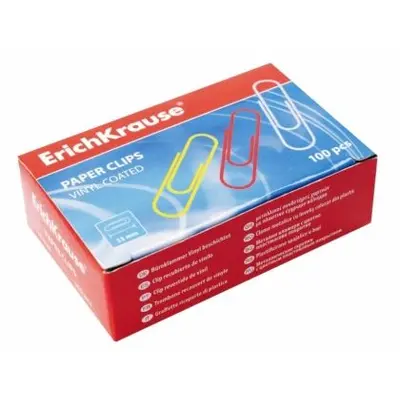 Корица на „Кламери ErichKrause® 33 mm, цветни, с винилово покритие, асорти, 100 бр."