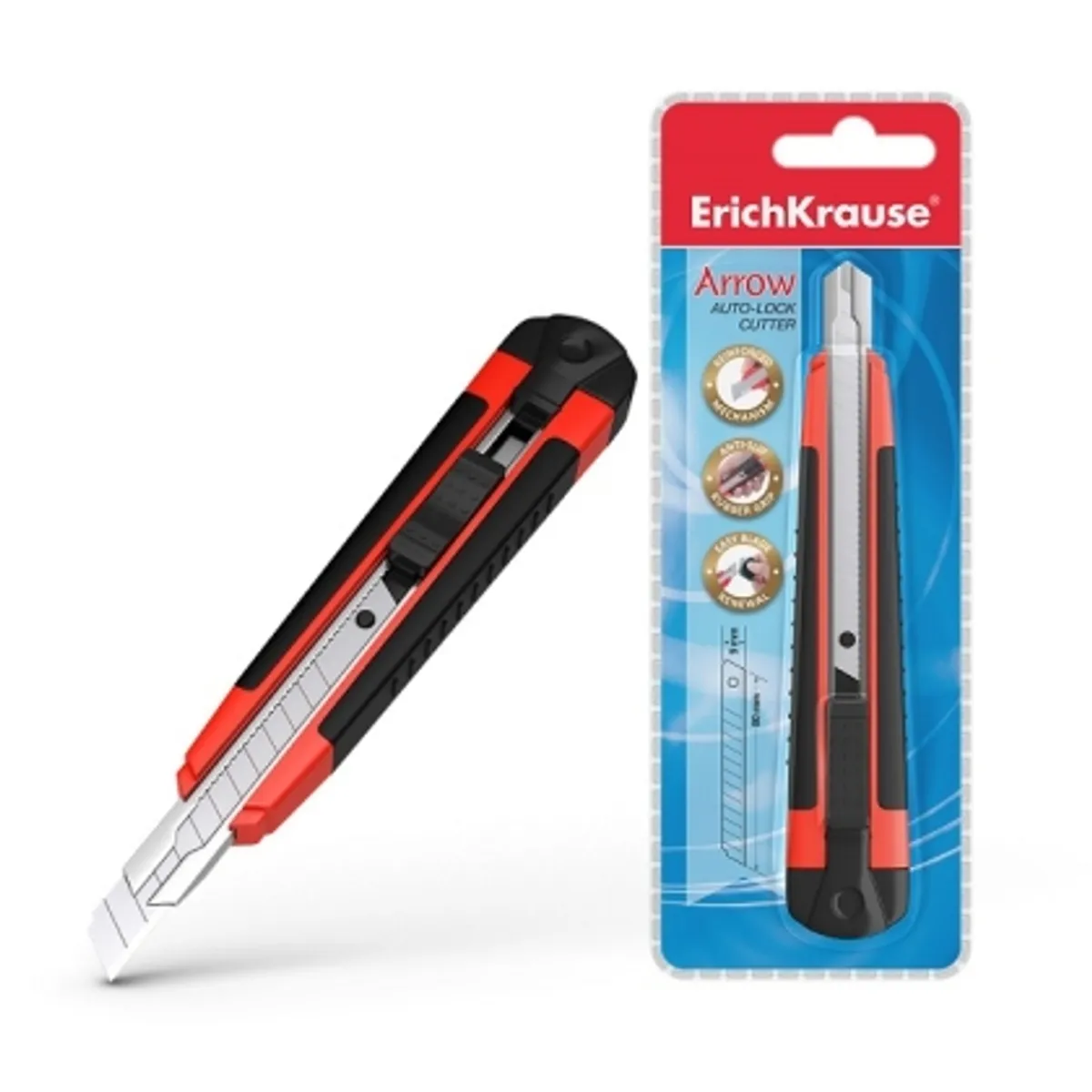 Макетен нож ErichKrause® Arrow, 9 mm (пластмасов блистер 1 бр.), снимка 1