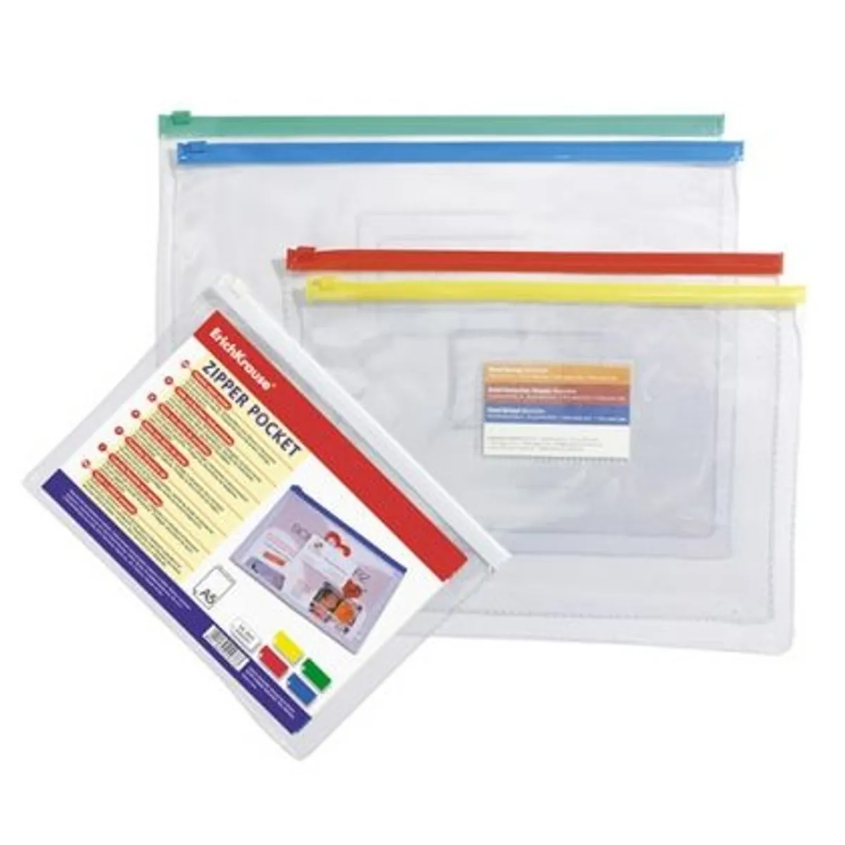 Папка с цип ErichKrause® PVC цип, B5, прозрачна