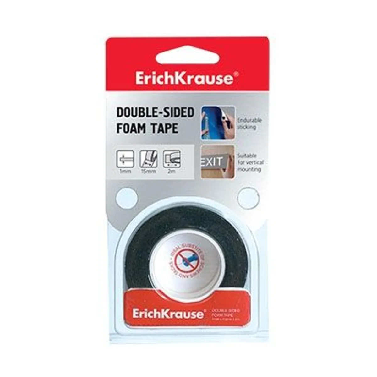 Двойнозалепваща лента ErichKrause® 15 мм x 2 м (блистер 1 бр.), снимка 1