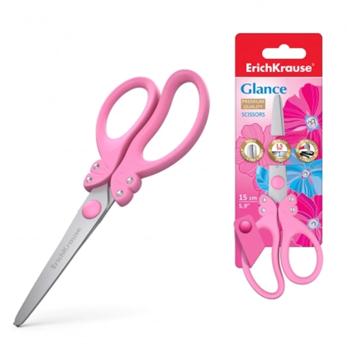 Ножица ErichKrause Glance® , с кристали, 15 см