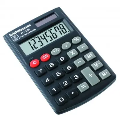 Корица на „Калкулатор ErichKrause® PС-102, черен, 8 разряден (кутия 1 бр.)"