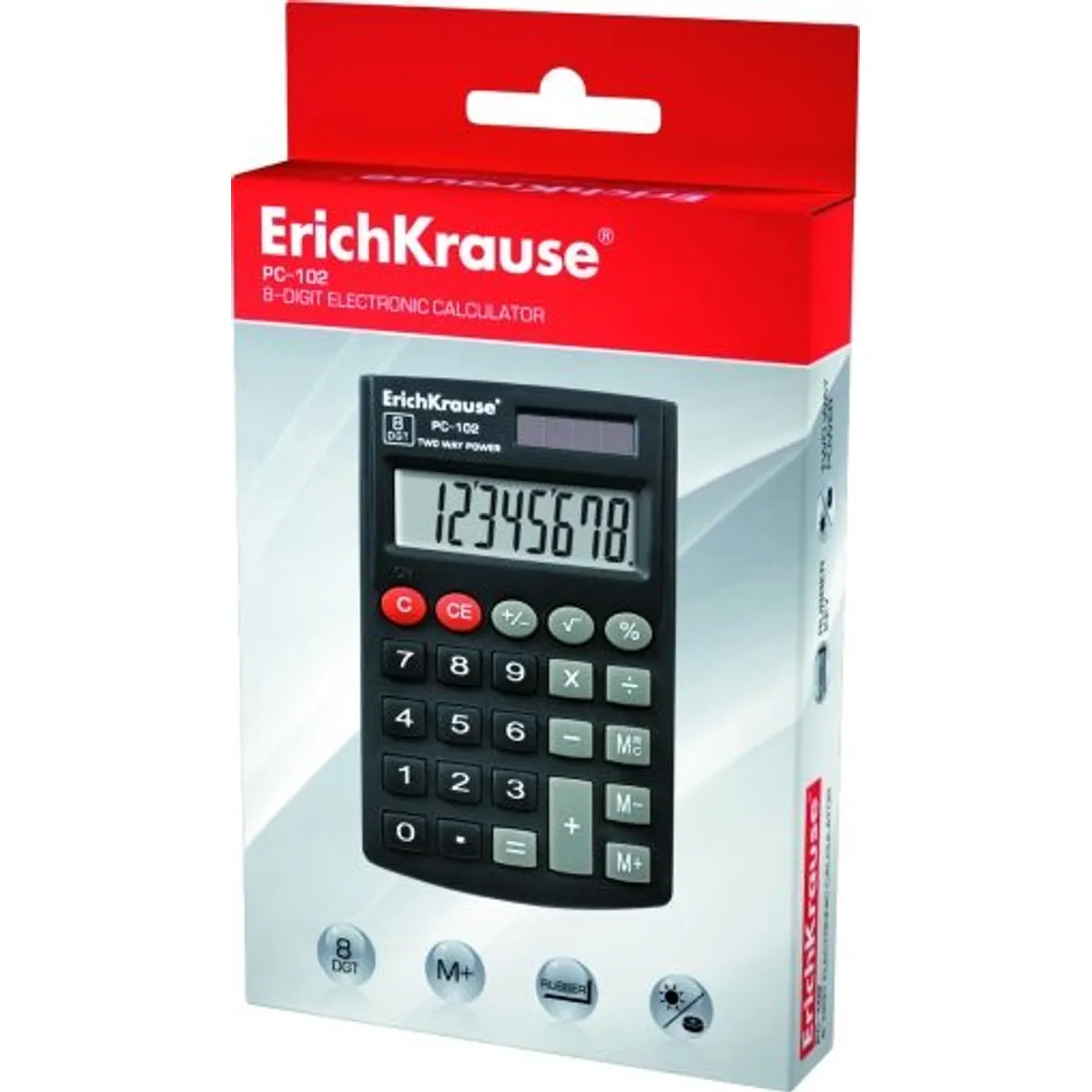 Калкулатор ErichKrause® PС-102, черен, 8 разряден (кутия 1 бр.) — снимка 2