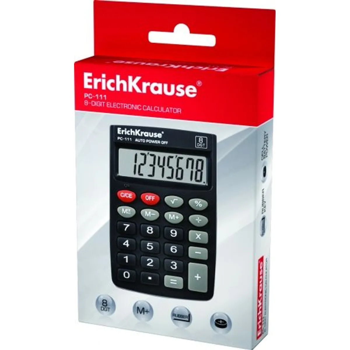 Калкулатор ErichKrause® PС-111, черен, 8 разряден — снимка 2