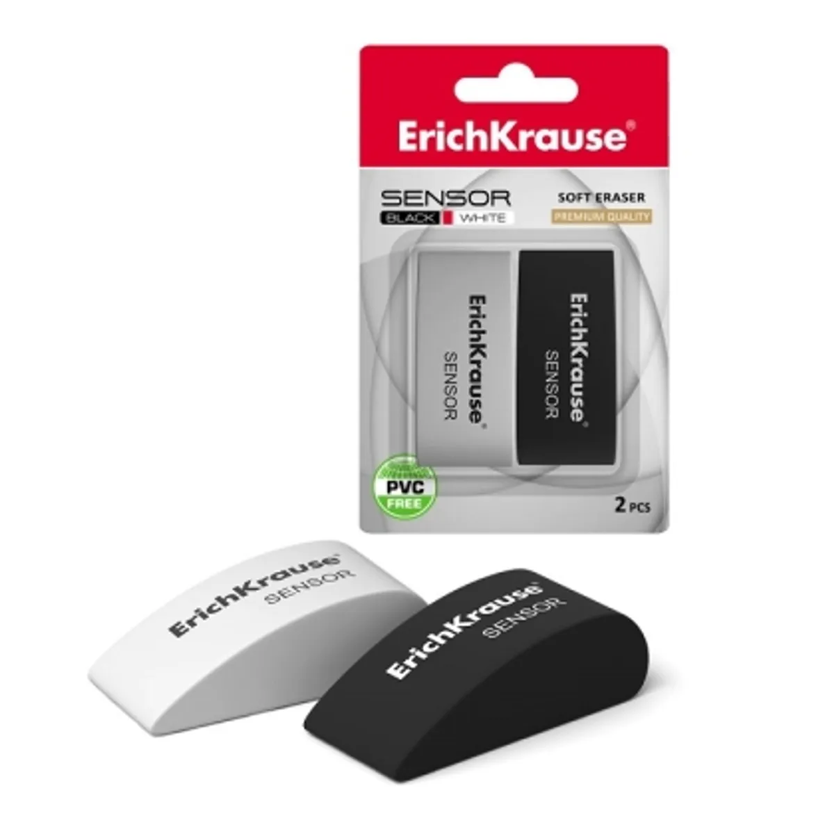 Комплект от 2 гуми за молив ErichKrause® Black&White в блистер