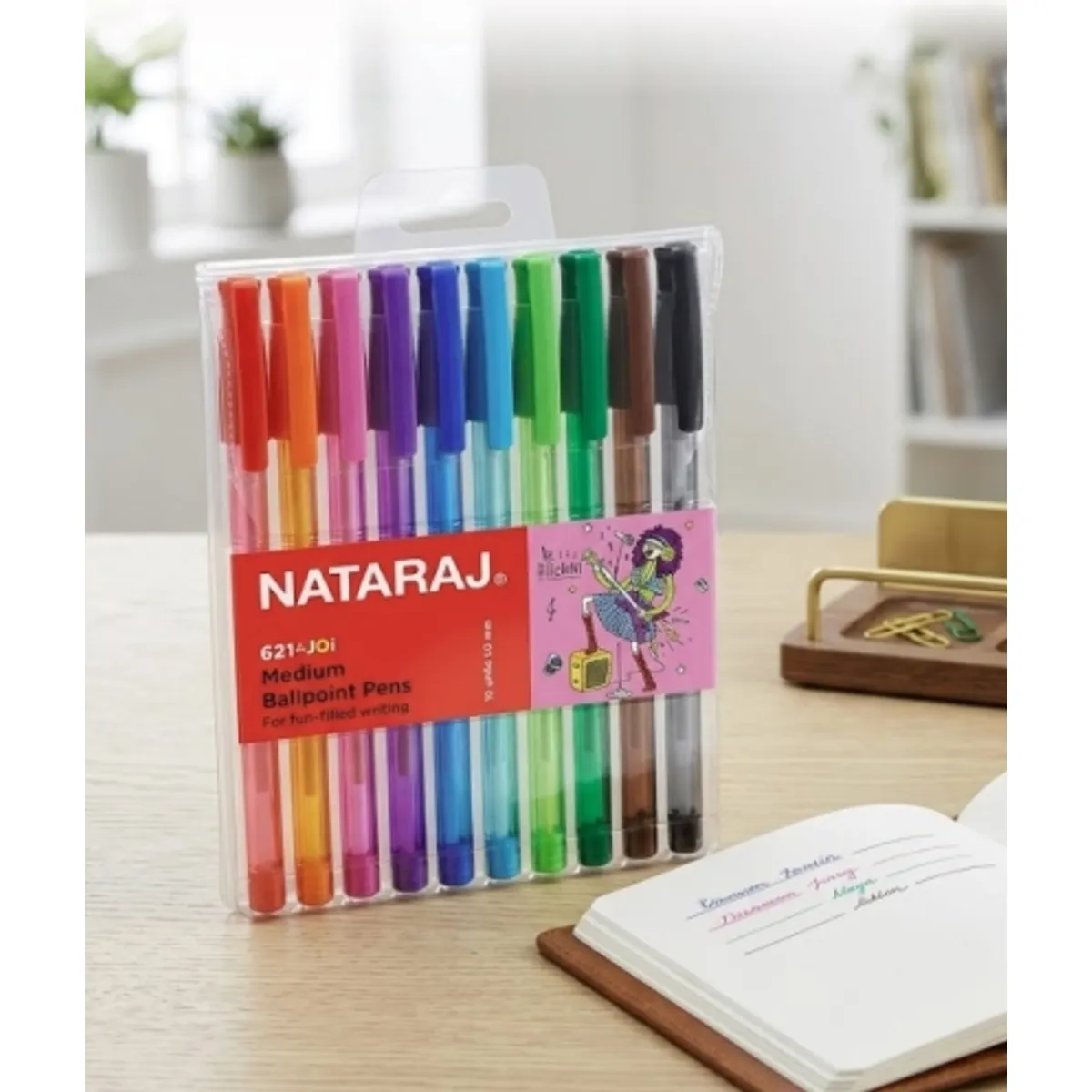 Комплект химикалки NATARAJ 621 JOI 1 mm,10 цвята микс