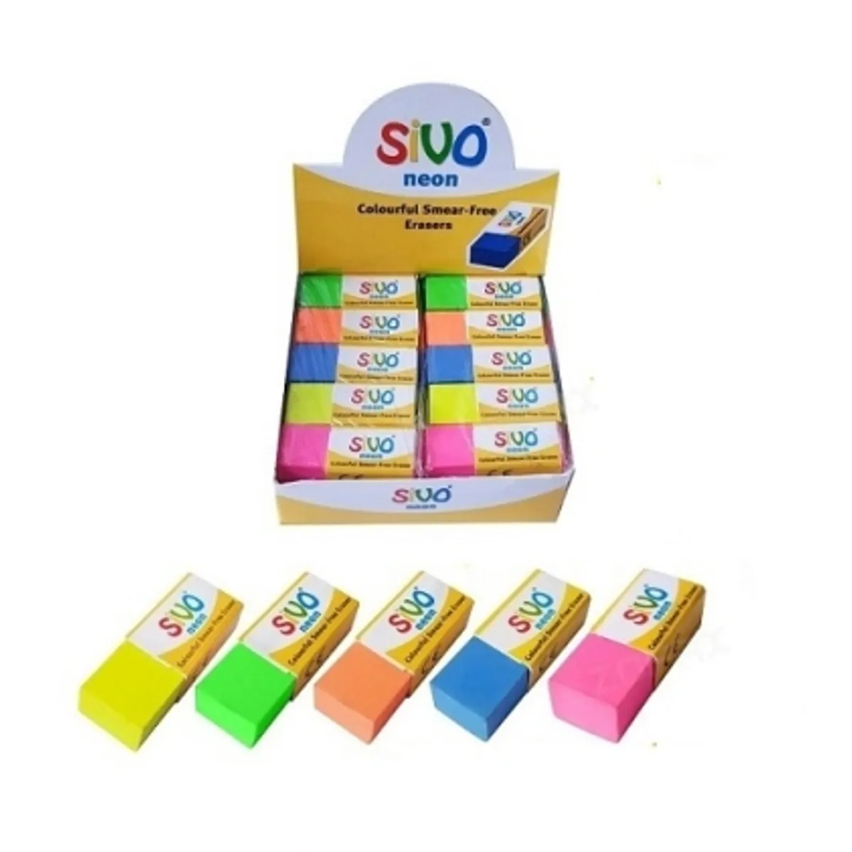 Гума SIVO Jumbo за молив Neon /в кутия 20 бр./, снимка 1
