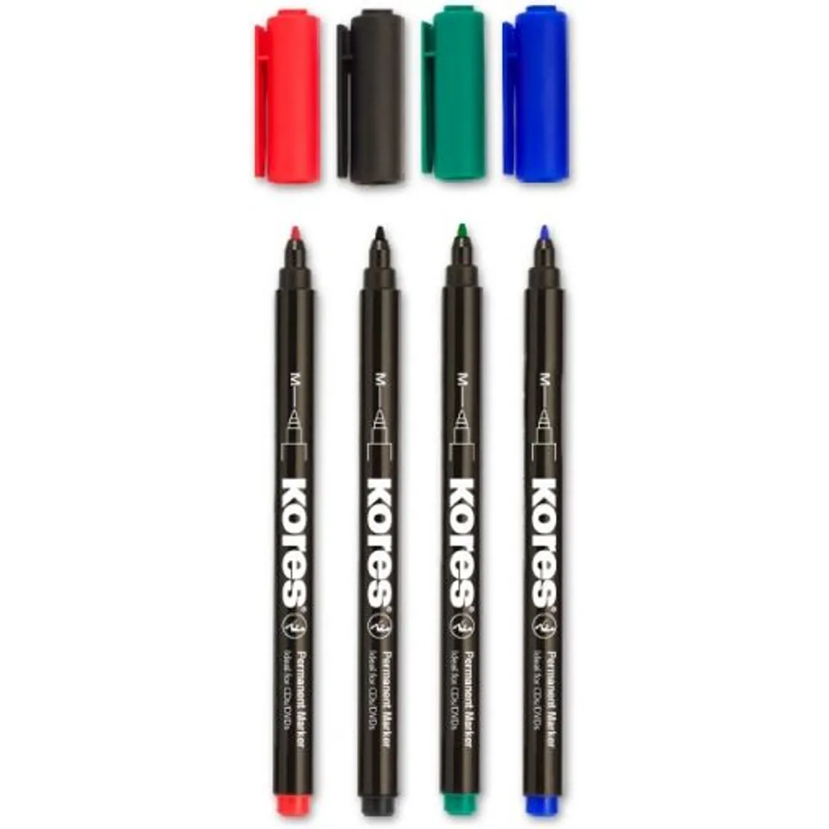 Комплект перманентни маркери KORES Fine K-marker, 1 mm, 4 бр. комплект, снимка 2