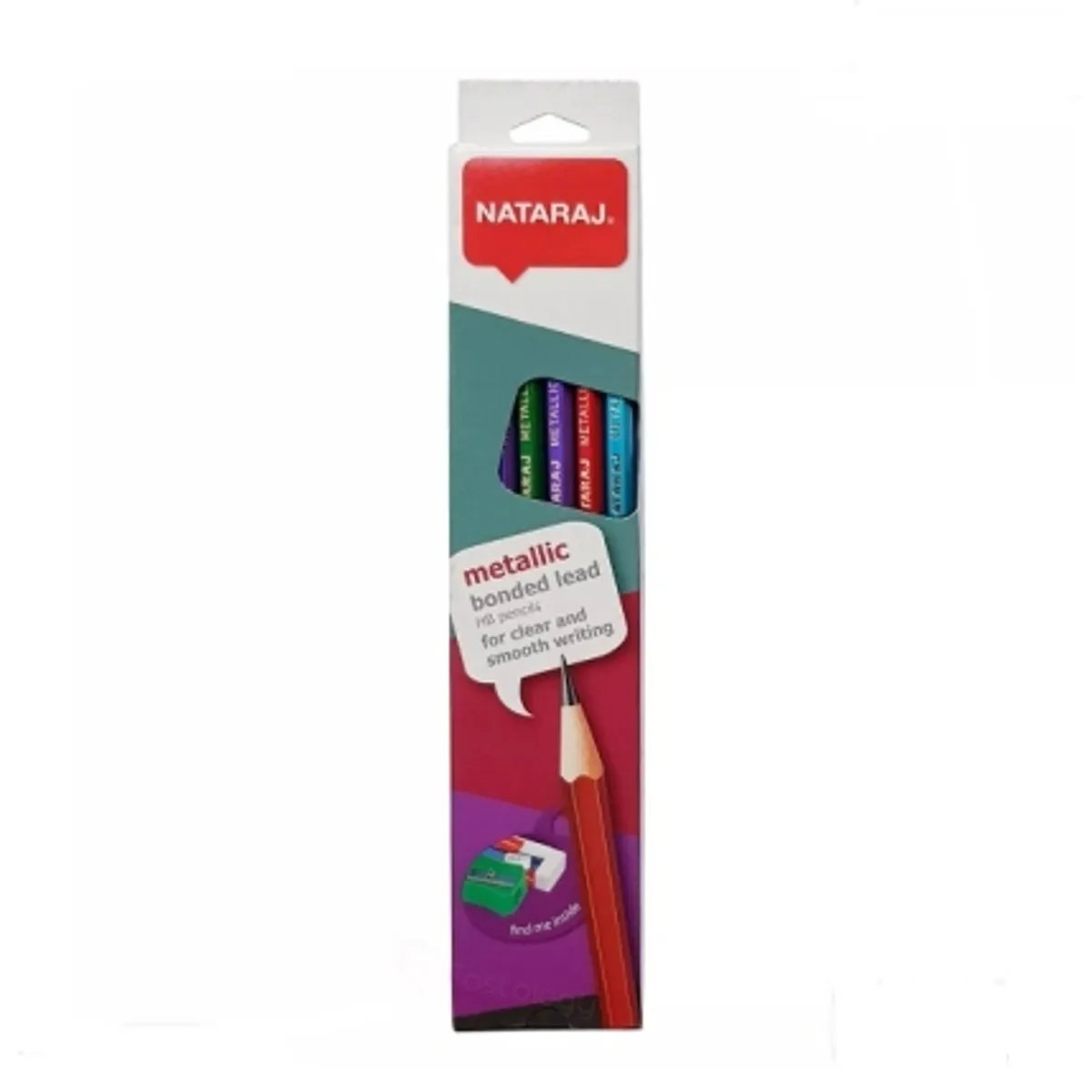 Графитен молив Nataraj Metallic гумичка, HB, 12 бр.