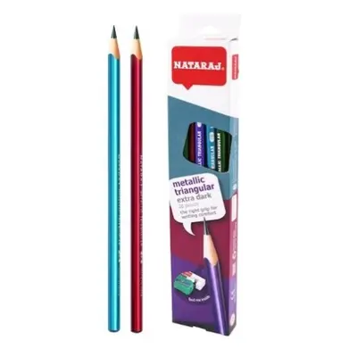 Корица на „Графитен молив Nataraj 2B Metallic Triangular, микс цветове, 12 бр.“
