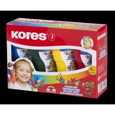 Корица на „Бои за рисуване с пръсти KORES Dedi Color 4 цвята х 150 ml“