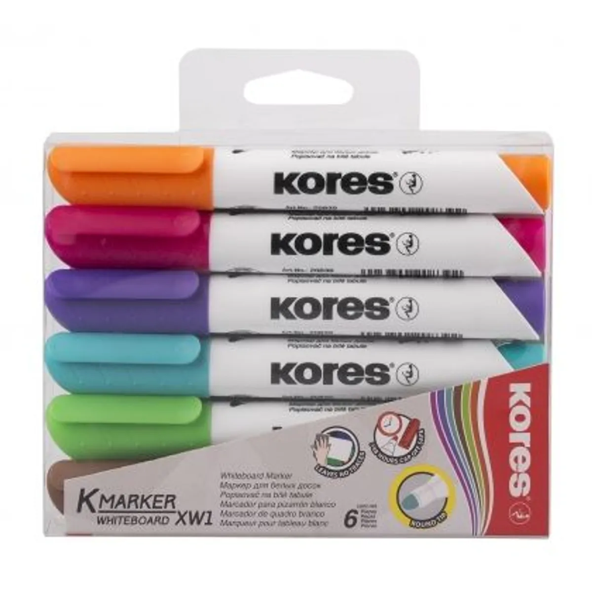 Mаркер за бяла дъска KORES K-Marker XW1, 6 цвята, комплект, снимка 1