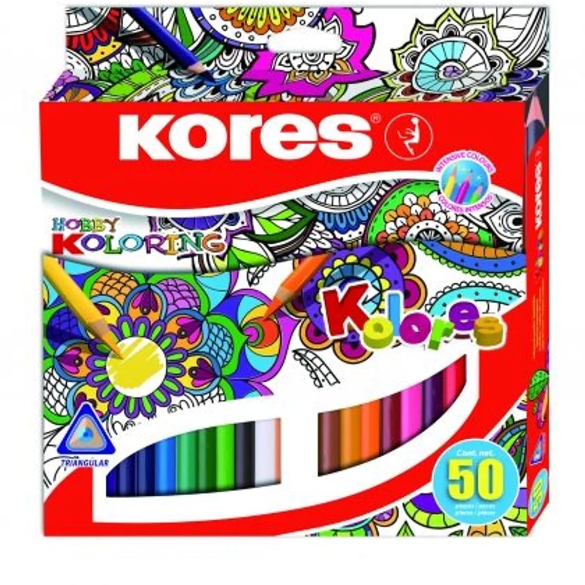 Цветни моливи KORES Mandala, триъгълни, 50 цвята — снимка 1