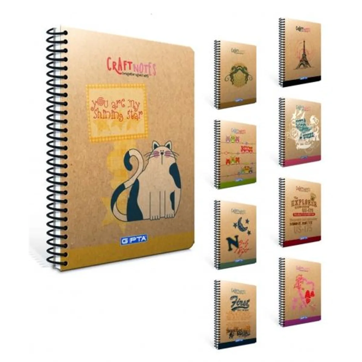 Тефтер Gıpta Craft Notes А6 със спирала, 100 листа, БЕЛИ