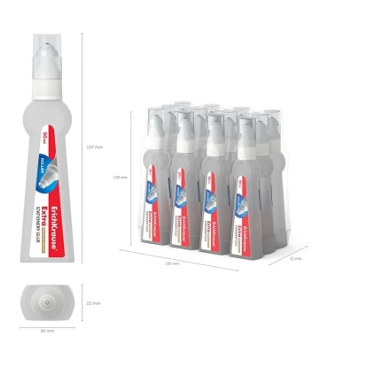 Течно лепило ErichKrause® Extra с метално топче апликатор, 50 ml (в дисплей 12 бр.) — снимка 1