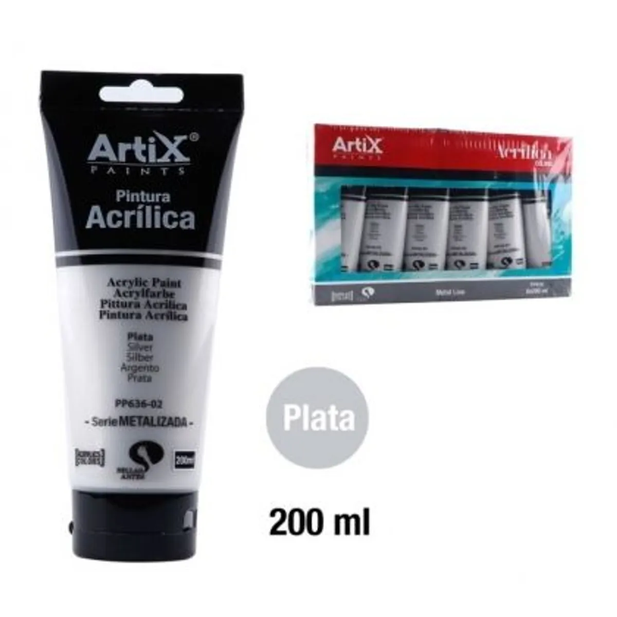 Акрилна боя MP Artix, сребро, 200 ml.