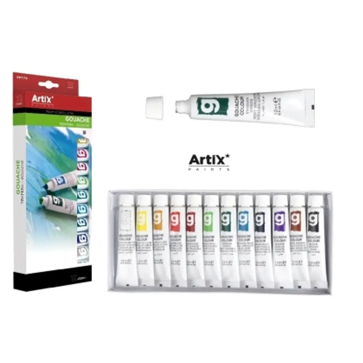 Комплект темперни бои MP Artix 12 цвята х 12 ml