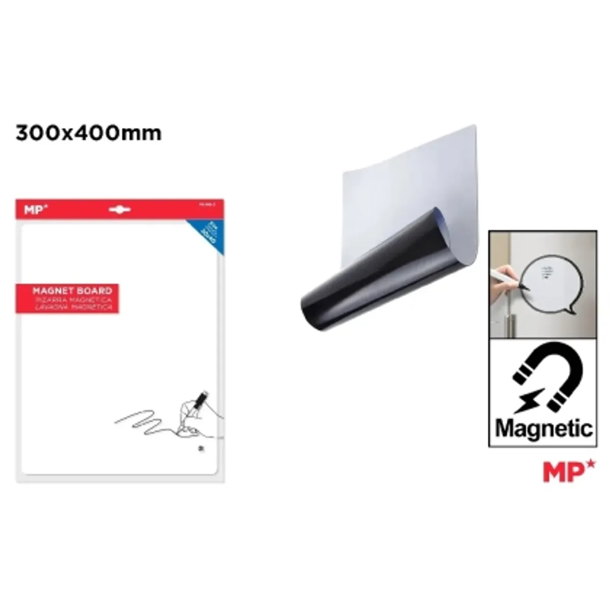 Магнитна бяла дъска MP без рамка 30 х 40 cm, снимка 2