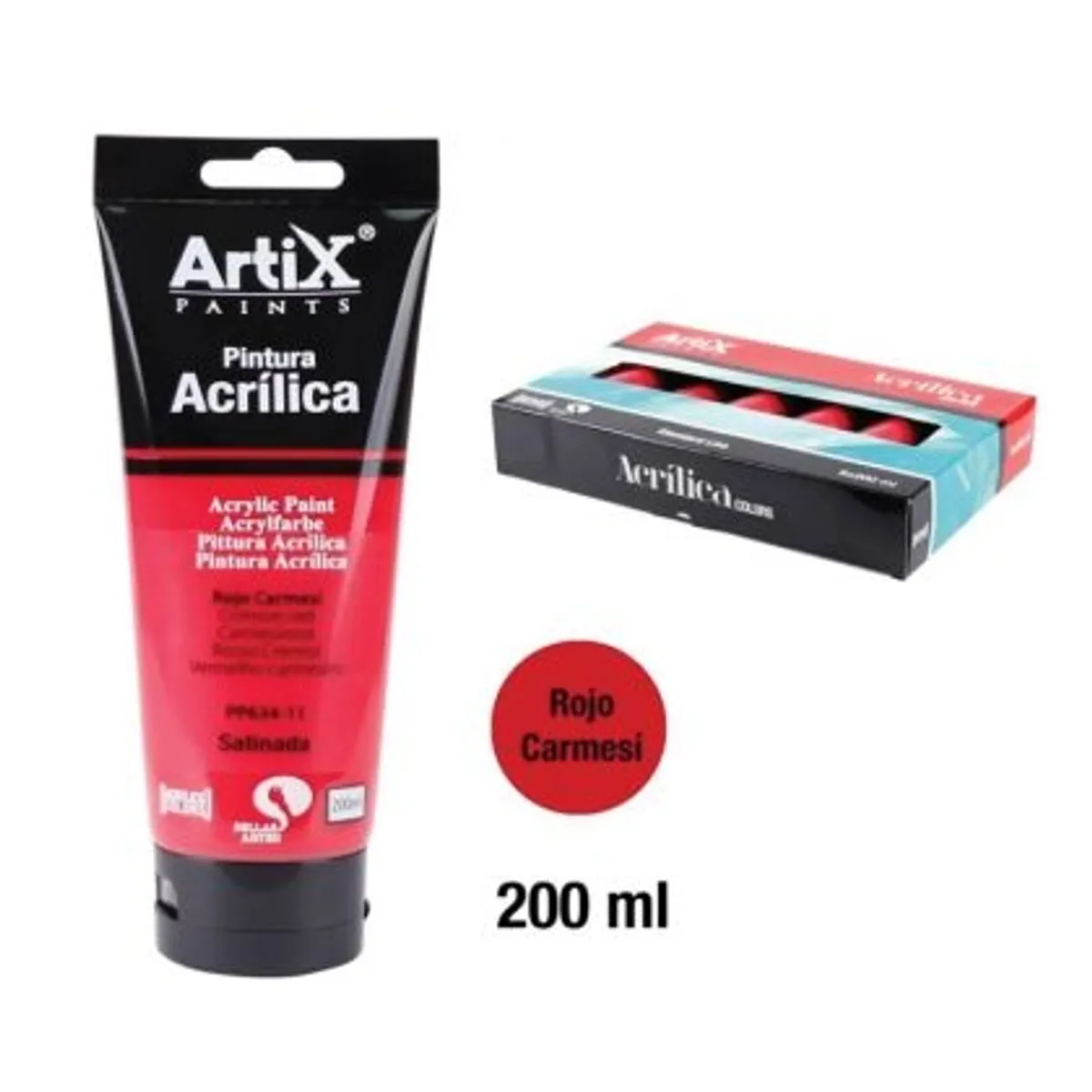 Акрилна боя MP Artix, червен, 200 ml.