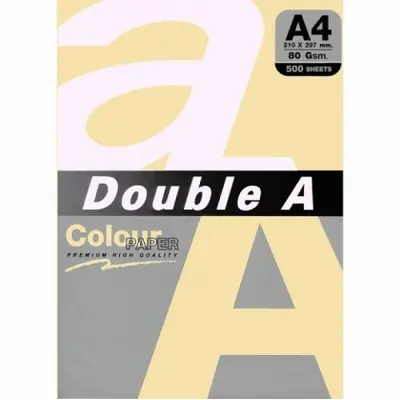 Корица на „Цветна хартия Double A, A4, 500 листа, жълт пастел“
