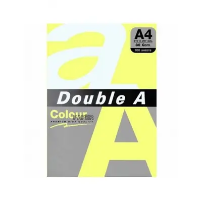 Корица на „Цветна хартия Double A, A4, 100 листа, жълт пастел“