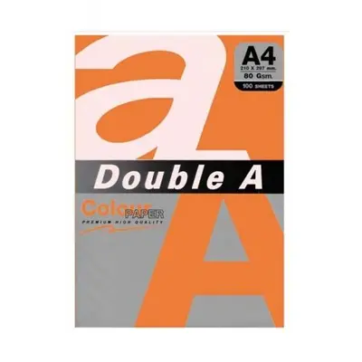 Корица на „Цветна хартия Double A, A4, 100 листа, наситено оранжев“