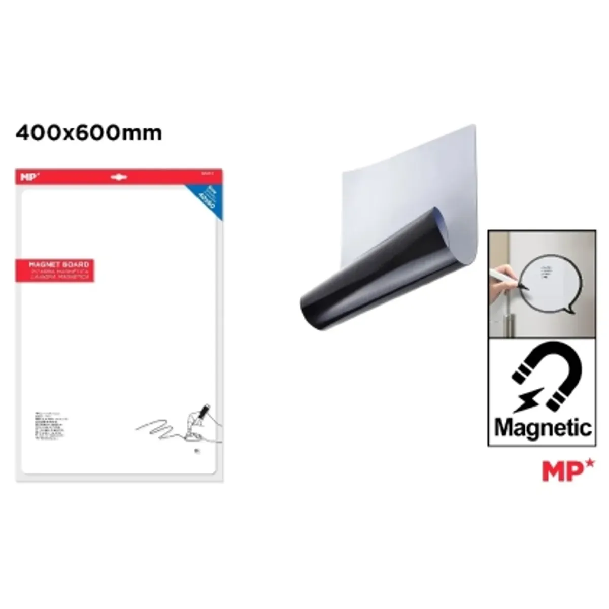 Магнитна бяла дъска MP без рамка 40 х 60 cm, снимка 2