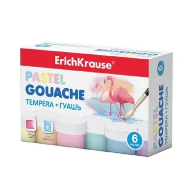 Корица на „Темперни бои ErichKrause® 6 цвята x 20 ml ПАСТЕЛ, комплект"