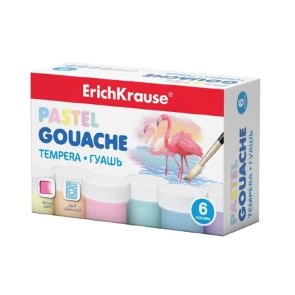 Темперни бои ErichKrause® 6 цвята x 20 ml ПАСТЕЛ, комплект — снимка 1
