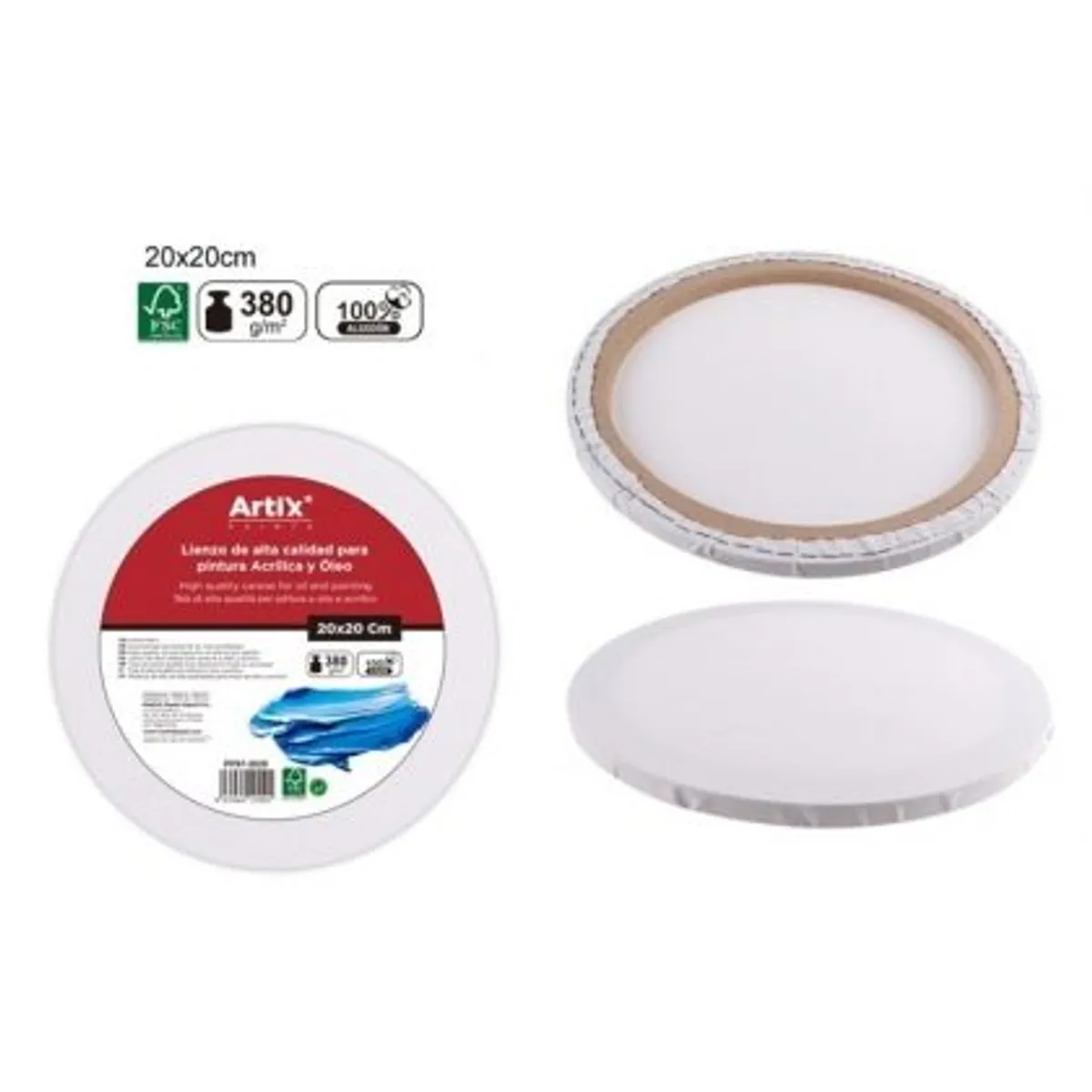 Платно за рисуване MP Artix с рамка, кръгло, 380 g/m², 25х25 см.