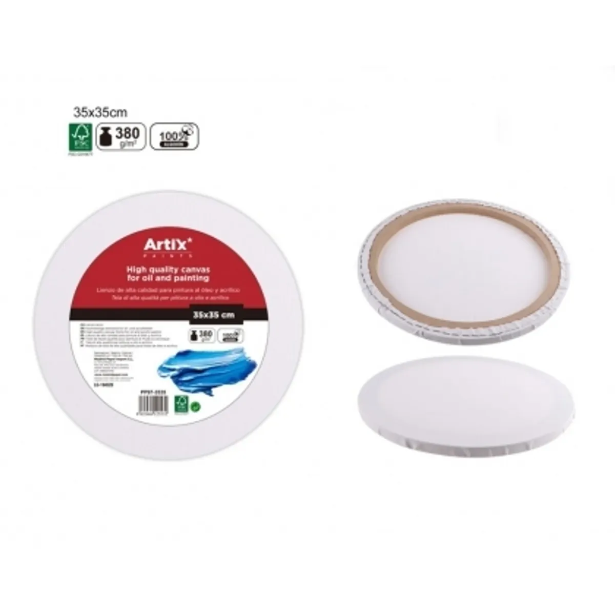 Платно за рисуване MP Artix с рамка, кръгло, 380 g/m², 35х35 см.