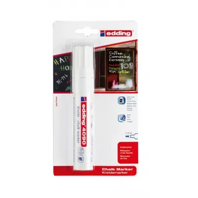 Корица на „Тебеширен маркер edding®4090 за черна дъска и стъкло, бял, блистер"