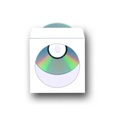 Корица на „Плик за CD/DVD, 124 x 124 mm, хартиен, с прозорец, със самозалепваща лента, бял“