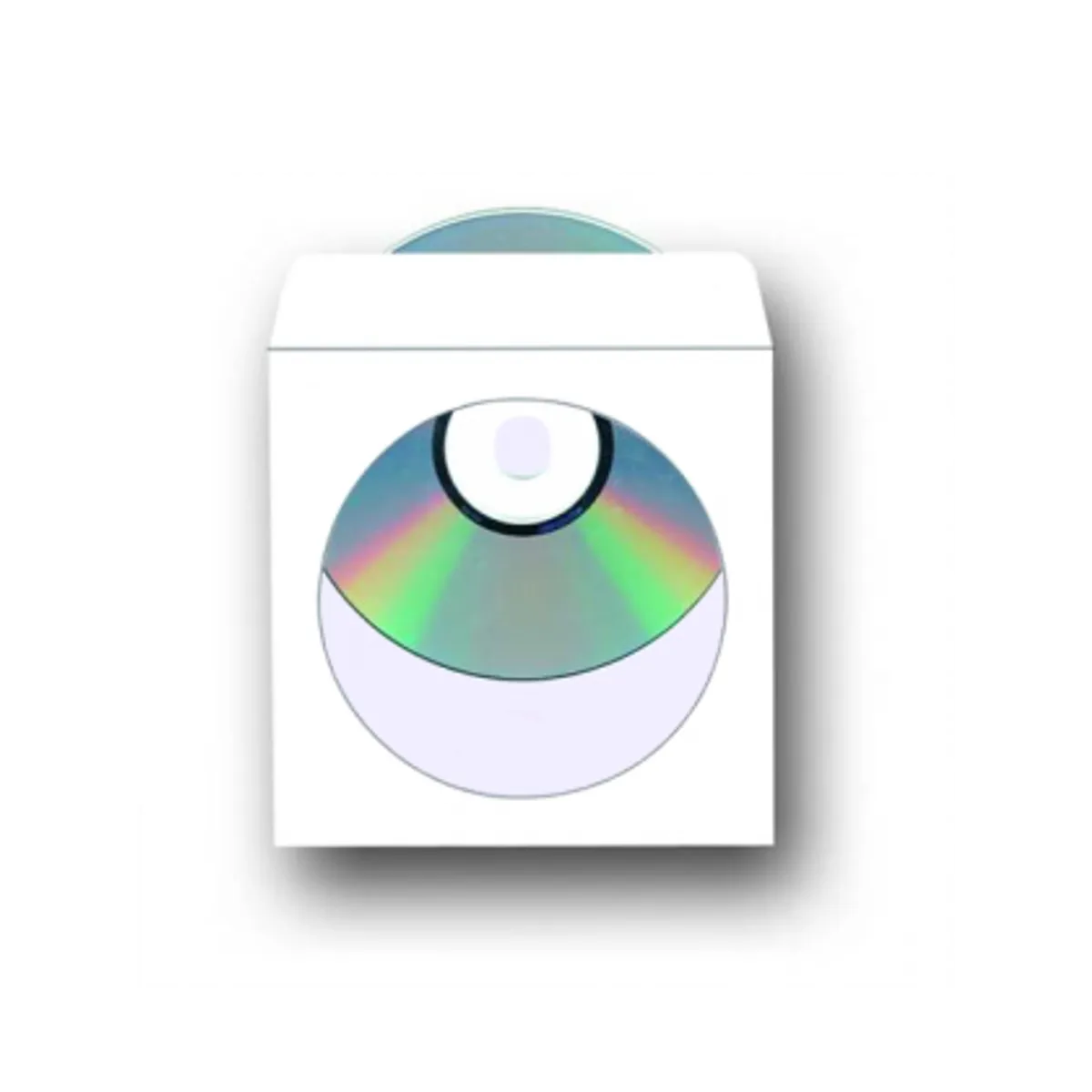 Плик за CD/DVD, 124 x 124 mm, хартиен, с прозорец, със самозалепваща лента, бял