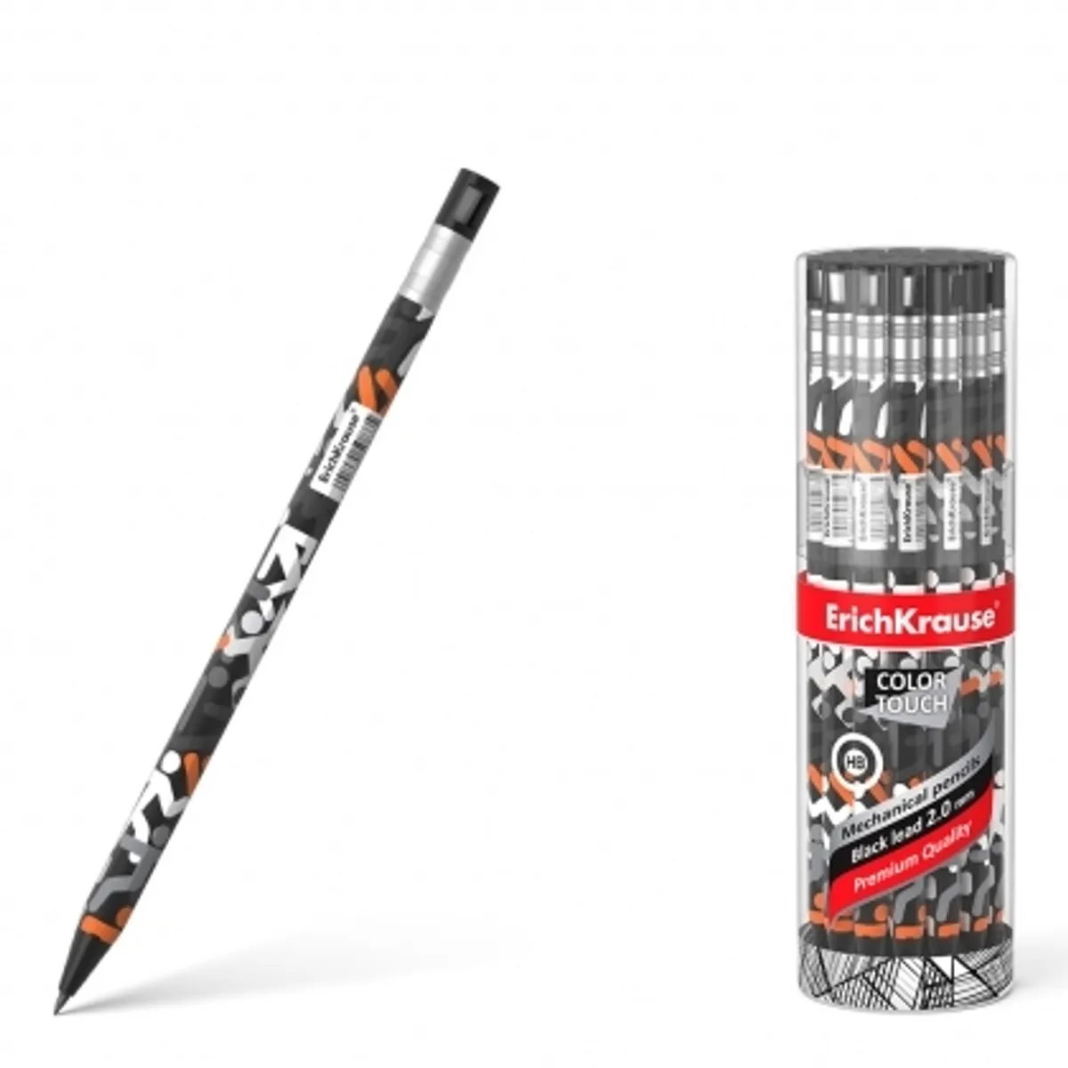 Aвтoматичен молив ErichKrause® ColorTouch Walkers 2.0 mm с острилка, HB /в туба 24 бр./
