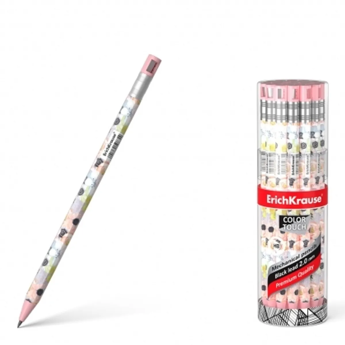 Aвтoматичен молив ErichKrause® ColorTouch Flower Cocktail 2.0 mm с острилка, HB /в кутия 24 бр./
