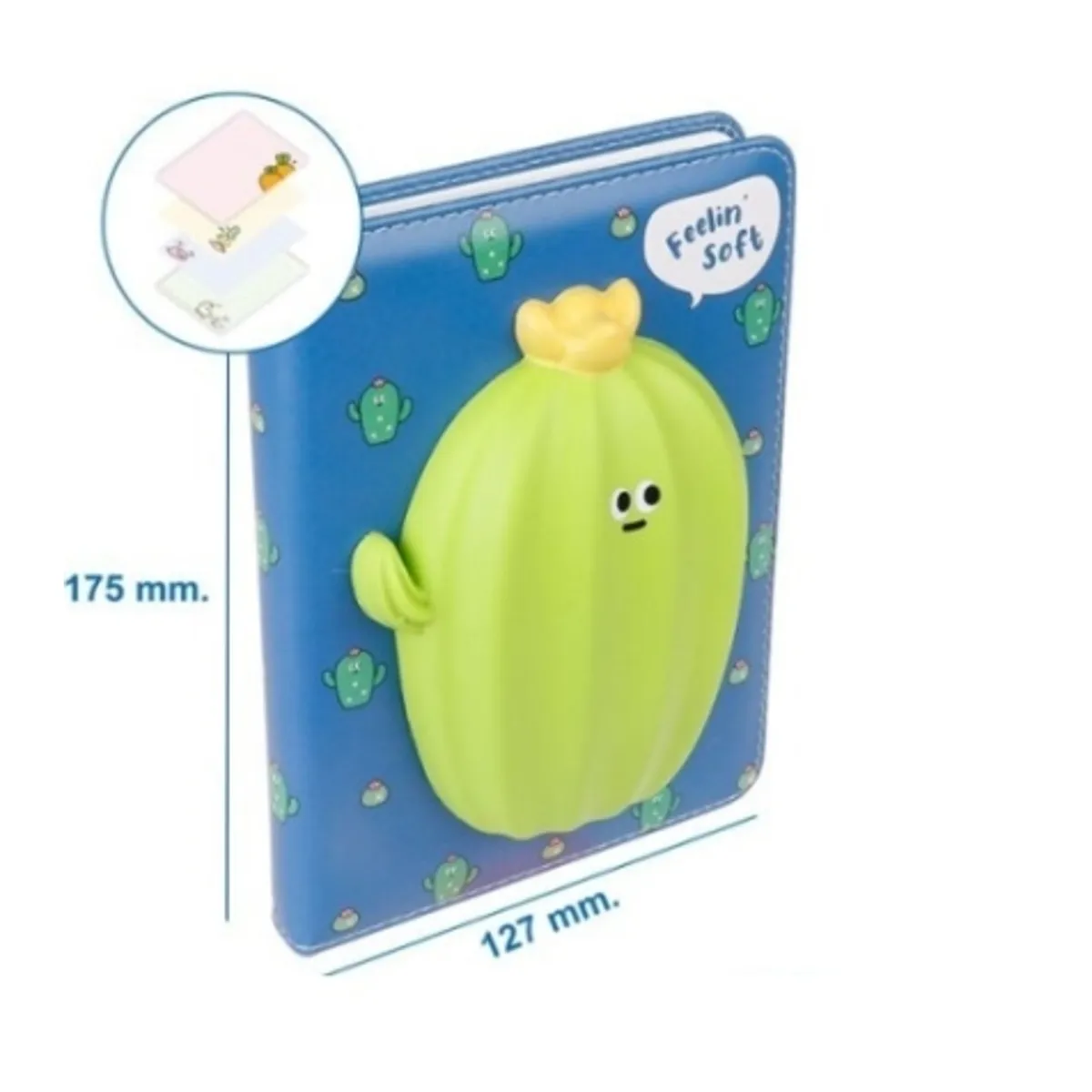 Тефтер Squishy MP с меки корици 3D пяна "Кактус", 128 листа — снимка 2