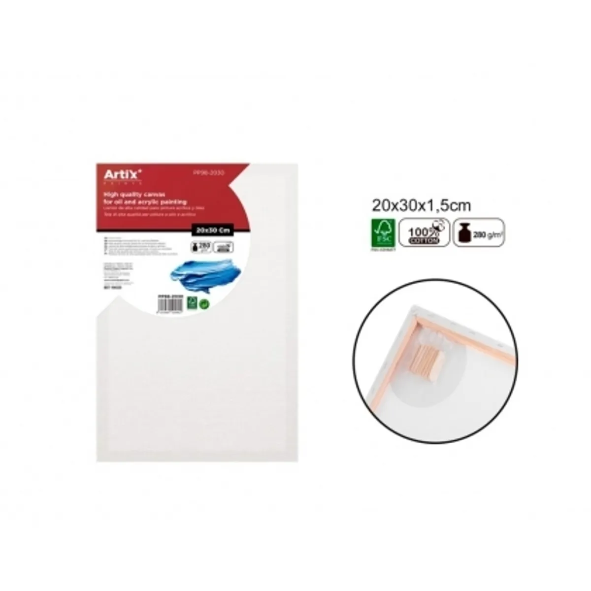 Платно за рисуване MP Artix с рамка 280 g/m², 20х30 см.