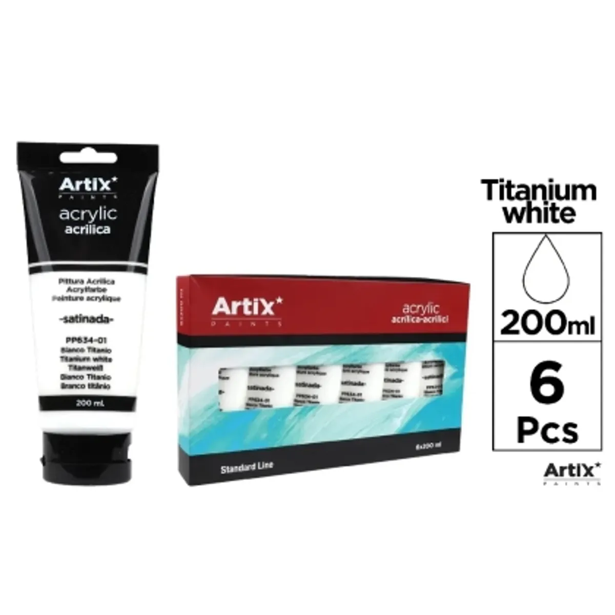 Акрилна боя MP Artix, бял, 200 ml.