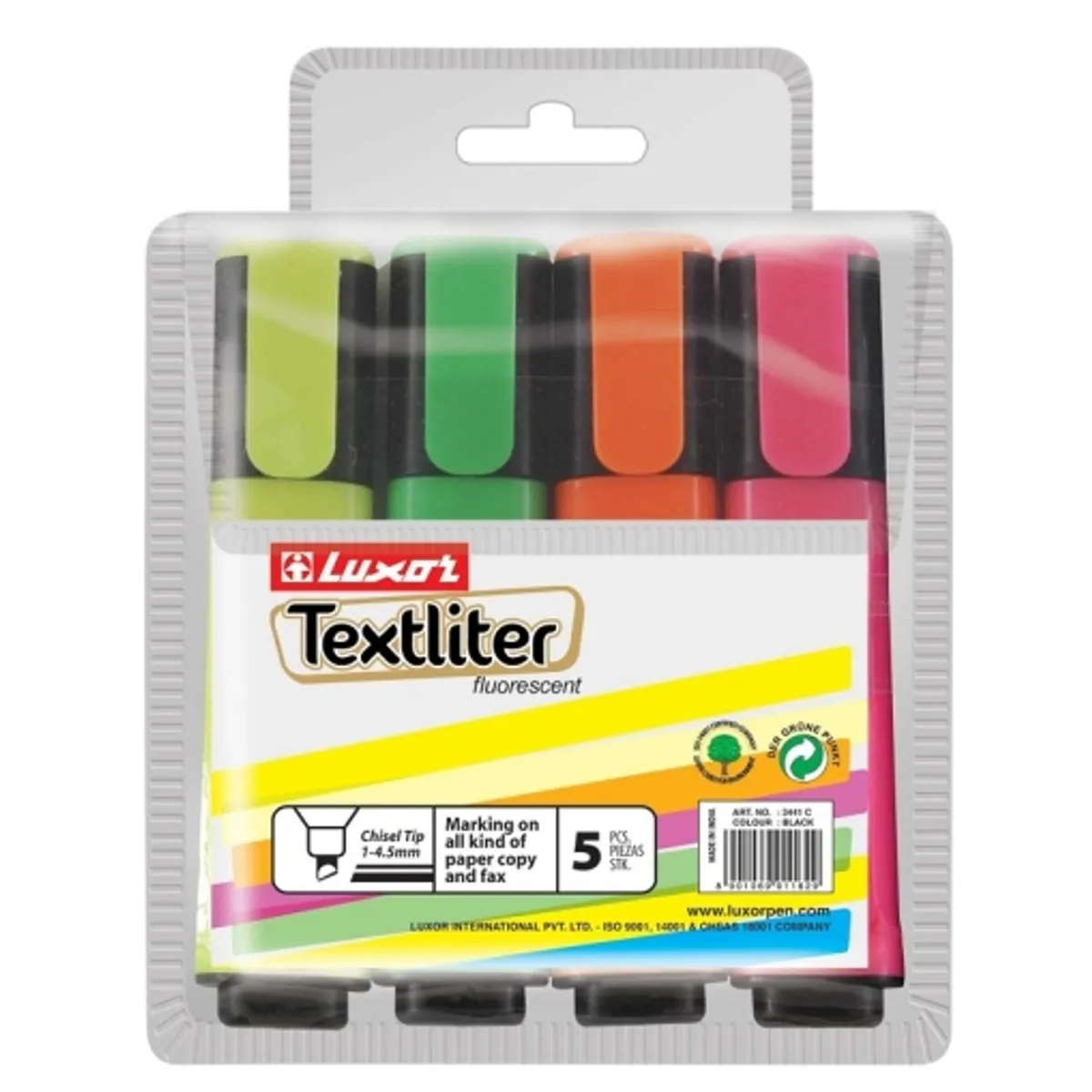 Текст маркер Luxor Textliter Fluorescent - 4 цвята