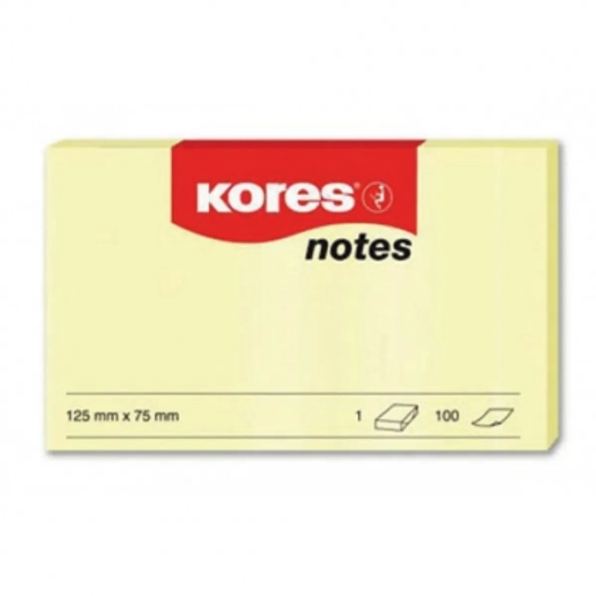 Самозалепващи листчета KORES 125 x 75 mm, 100 л.