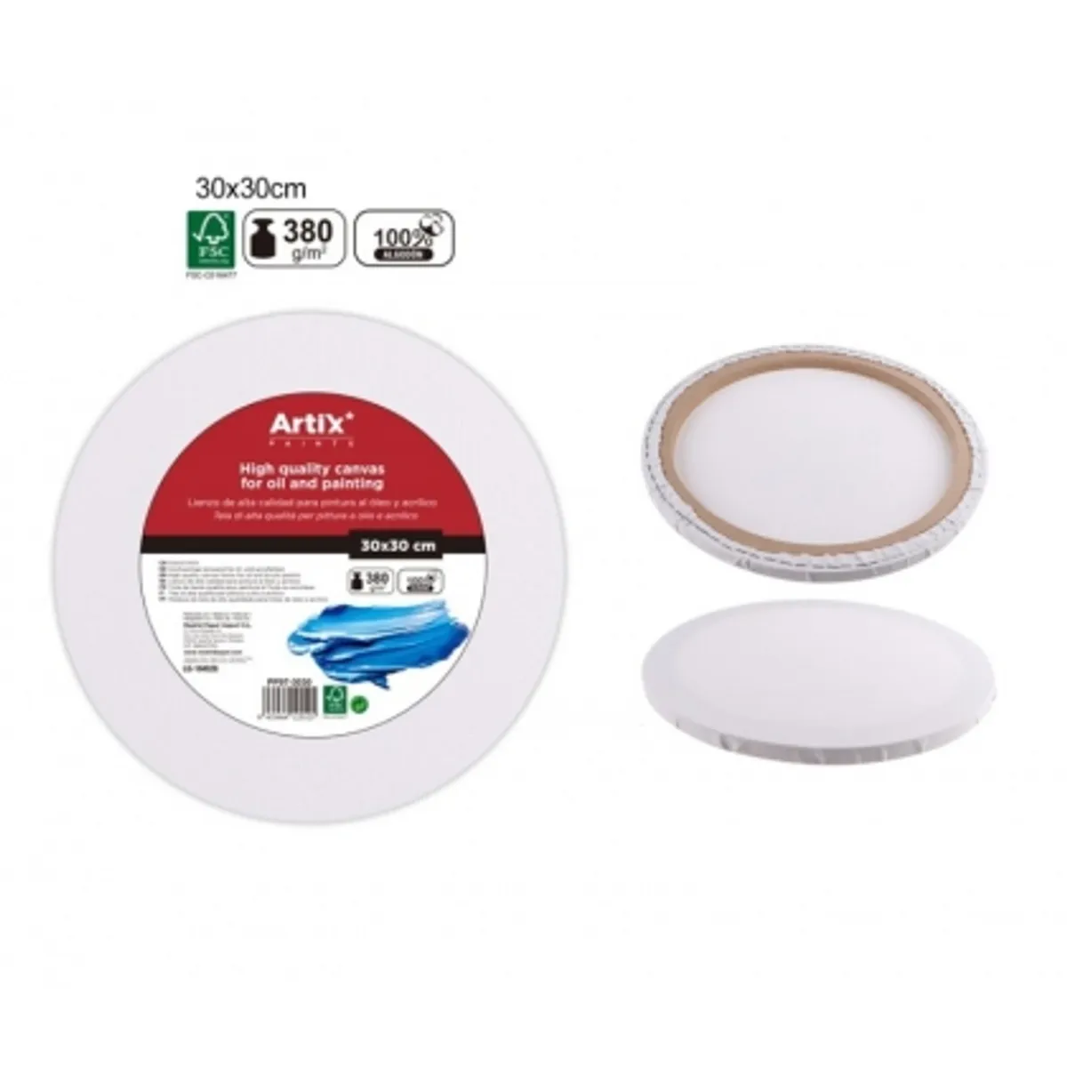 Платно за рисуване MP Artix с рамка, кръгло, 380 g/m², 30х30 см.