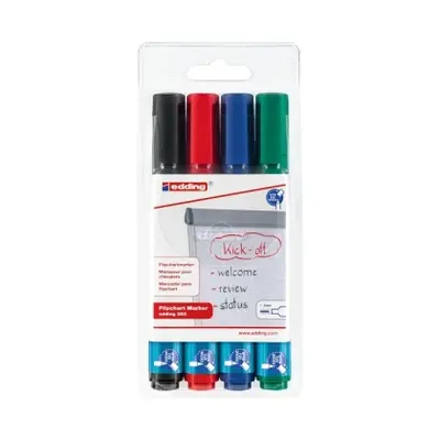 Корица на „Комплект маркери edding® 383 за флипчарт 4 цвята, 1-5mm"