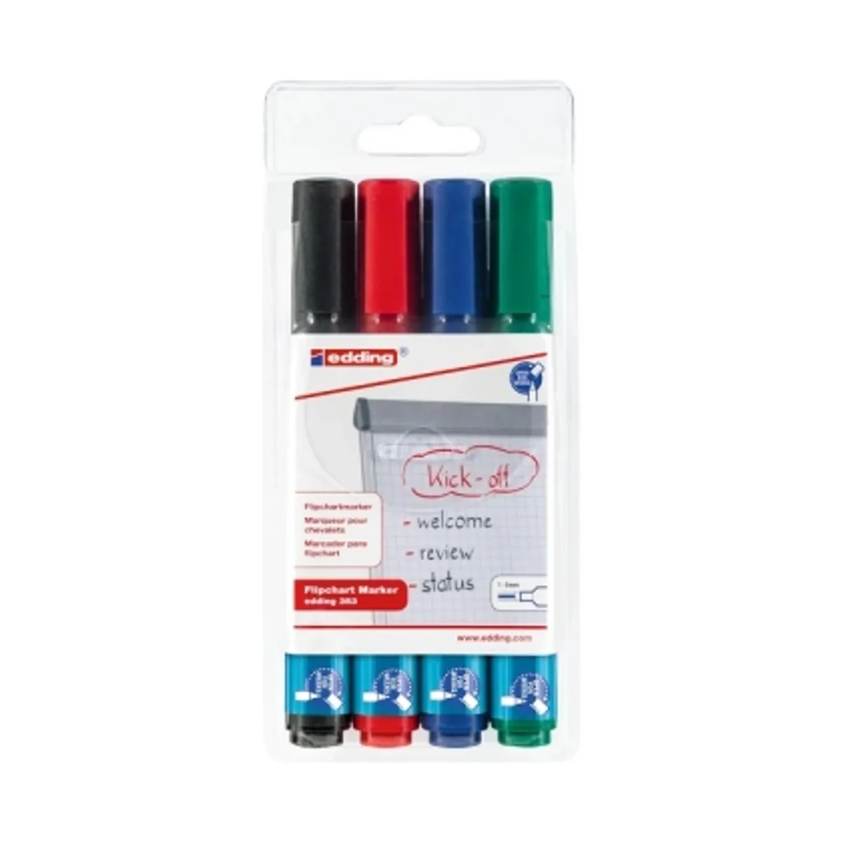 Комплект маркери edding® 383 за флипчарт 4 цвята, 1-5mm — снимка 1